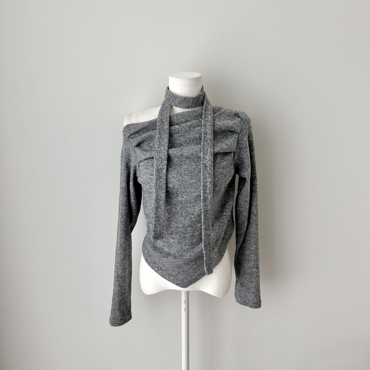 【タイ付き】ドレープオープンニット