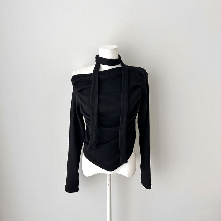 【タイ付き】ドレープオープンニット