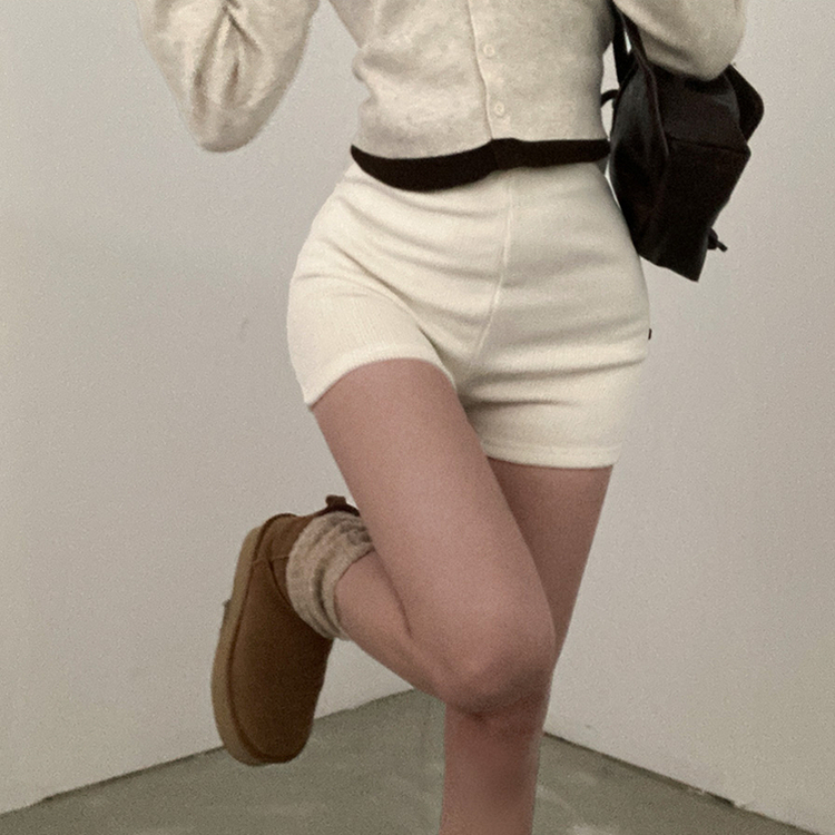 밍크 골지 숏 팬츠 크림