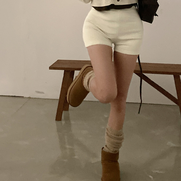 밍크 골지 숏 팬츠 크림