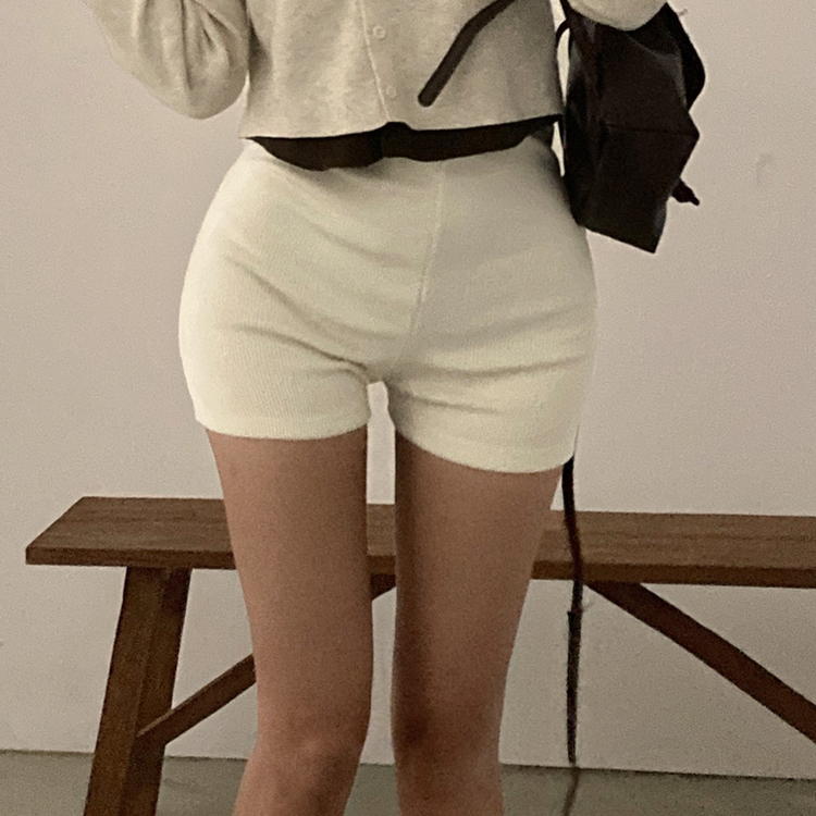 밍크 골지 숏 팬츠 크림