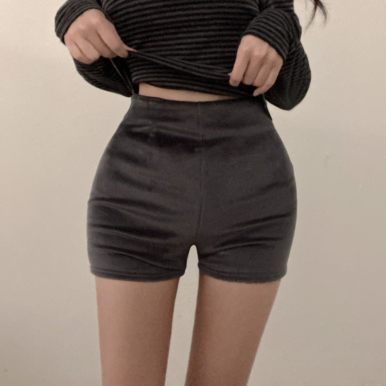 밍크 골지 숏 팬츠 차콜
