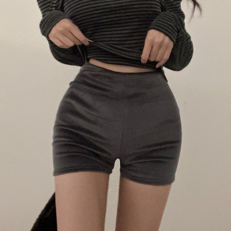 밍크 골지 숏 팬츠 차콜
