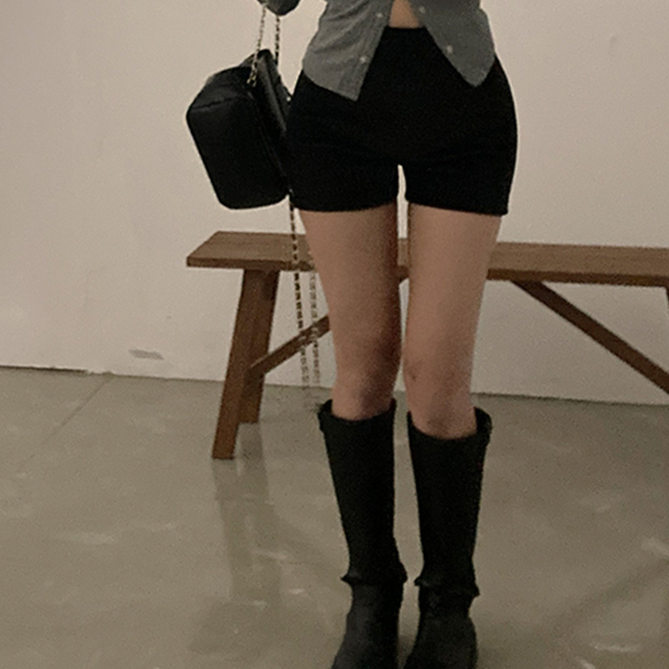 밍크 골지 숏 팬츠 블랙