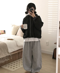 호시 퀄팅 참팬던트 체크배색 후드 패딩 블랙