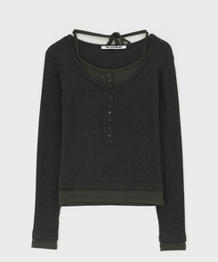 ボタンレイヤード長袖Tシャツ