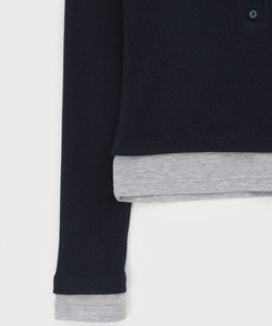 ボタンレイヤード長袖Tシャツ