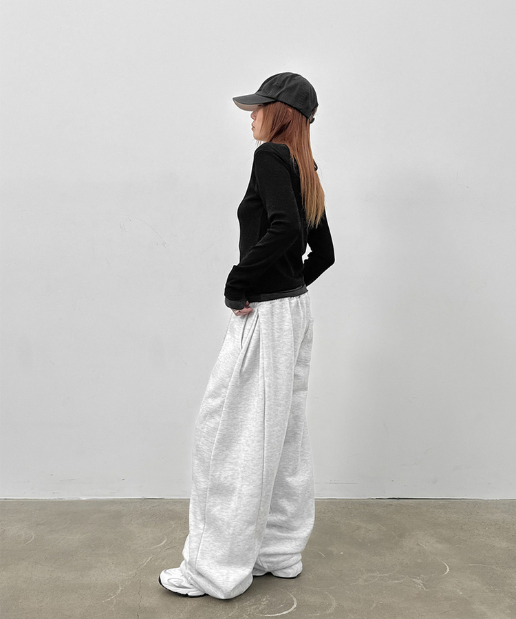 ボタンレイヤード長袖Tシャツ BLACK