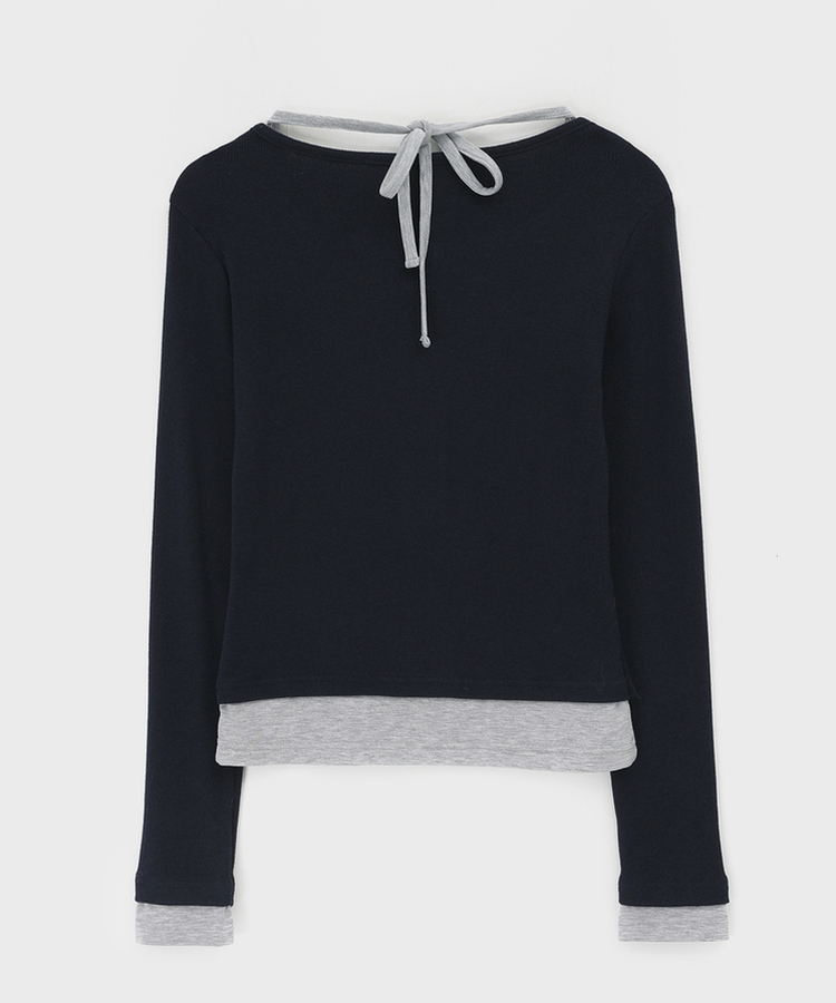 ボタンレイヤード長袖Tシャツ