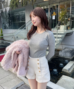 ボタンショートパンツ IVORY