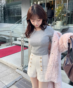 ボタンショートパンツ IVORY