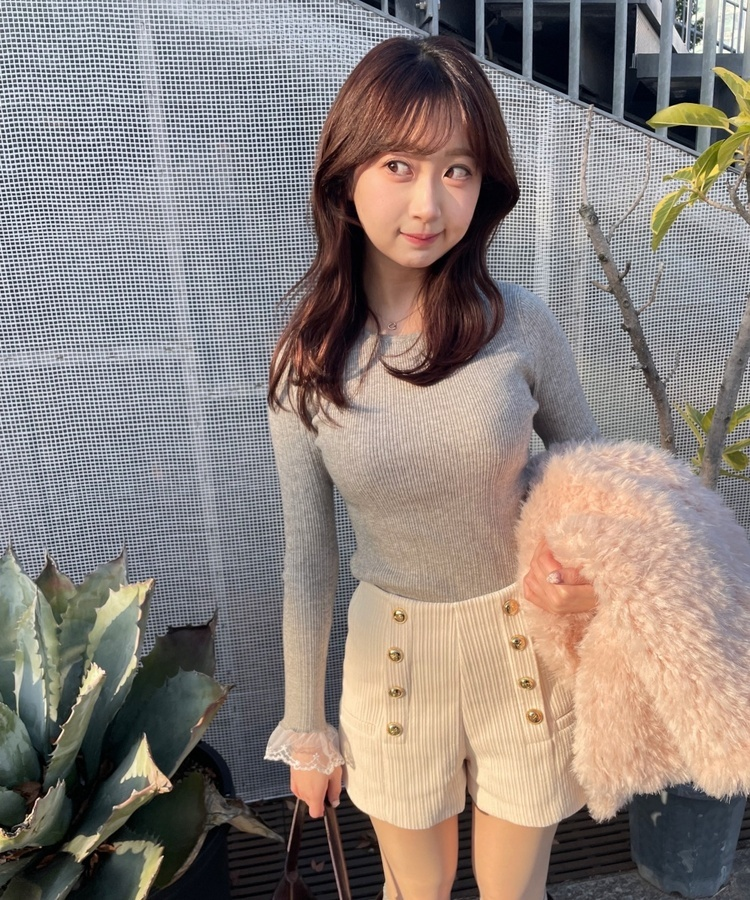 버튼 숏 팬츠 아이보리