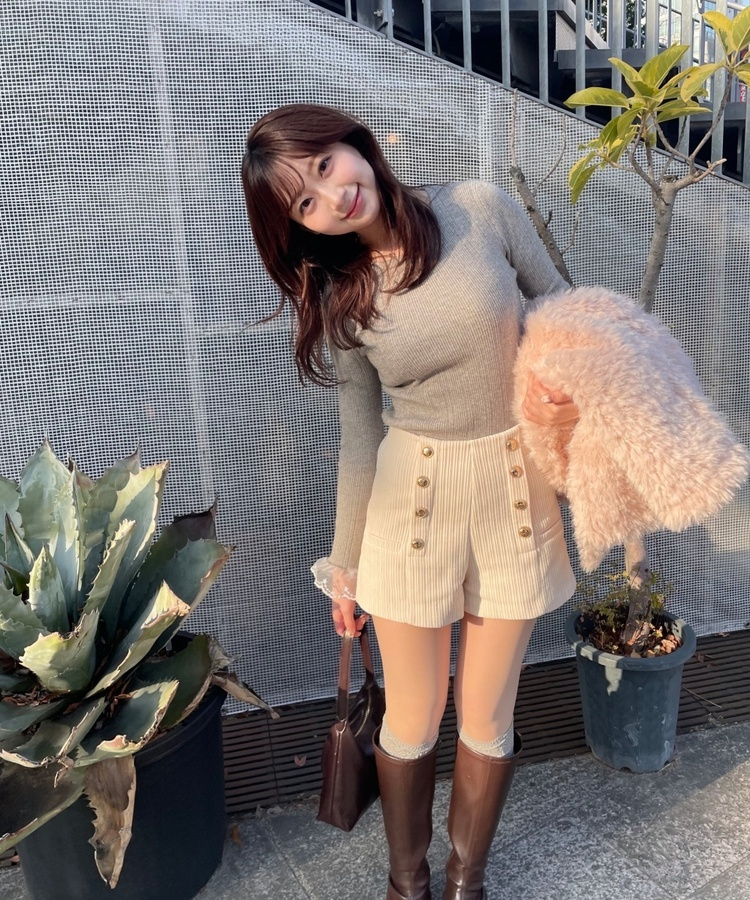 버튼 숏 팬츠 아이보리