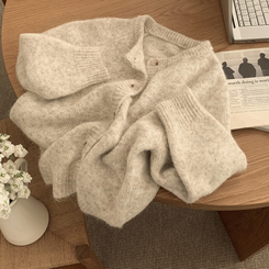 모헤어 오트밀 보카시 아방핏 라운드 데일리 겨울 가디건