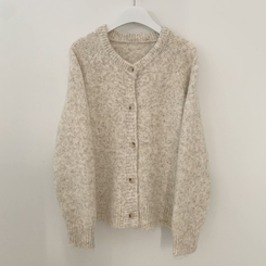 모헤어 오트밀 보카시 아방핏 라운드 데일리 겨울 가디건