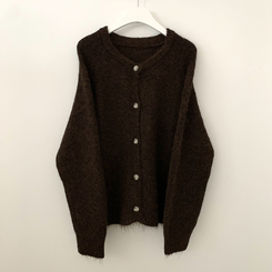 모헤어 오트밀 보카시 아방핏 라운드 데일리 겨울 가디건