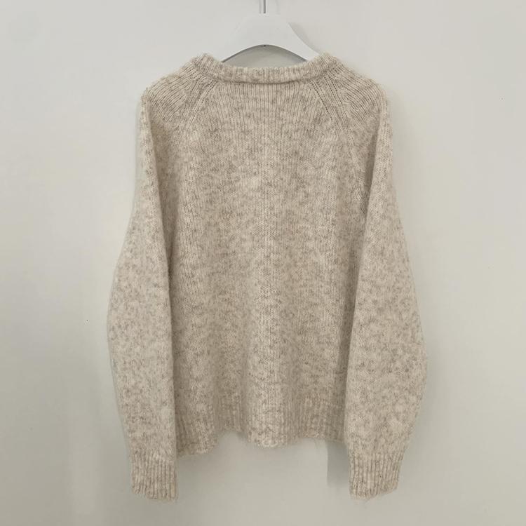 모헤어 오트밀 보카시 아방핏 라운드 데일리 겨울 가디건