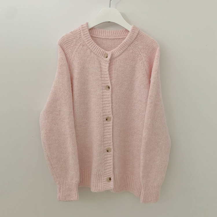 모헤어 오트밀 보카시 아방핏 라운드 데일리 겨울 가디건