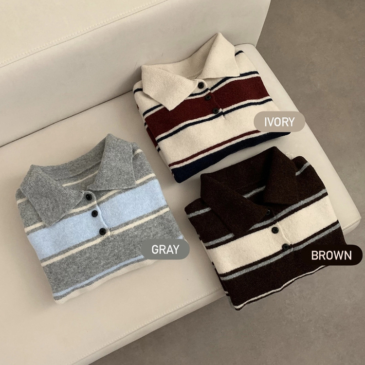 ストライプカラーニット