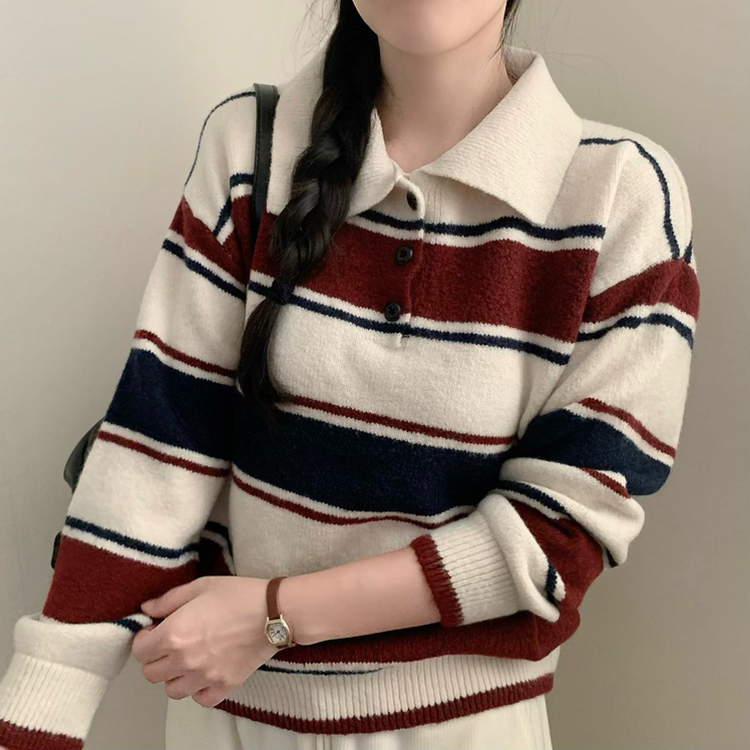 ストライプカラーニット IVORY