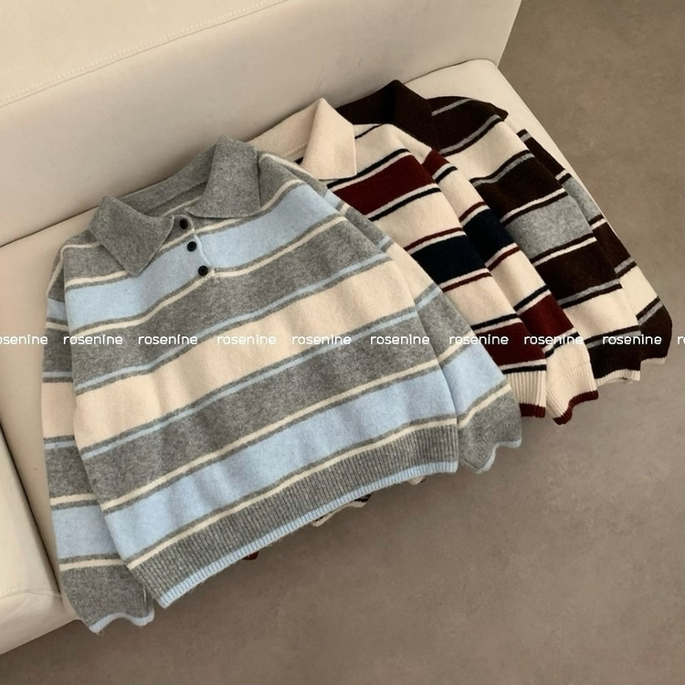 ストライプカラーニット