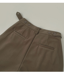 2XL모직 핀턱 안단추 비조 허리 조절 가능한 와이드 슬랙스 팬츠