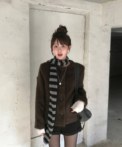 ストライプマフラー BLACK