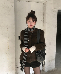 ストライプマフラー BLACK