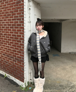 ストライプマフラー GREY