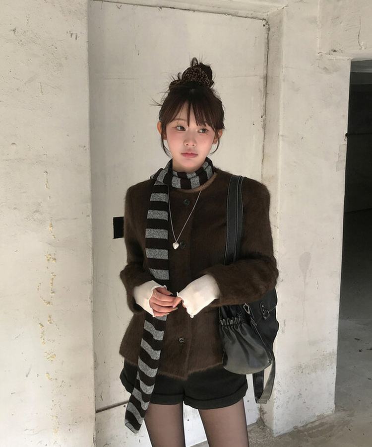 ストライプマフラー BLACK