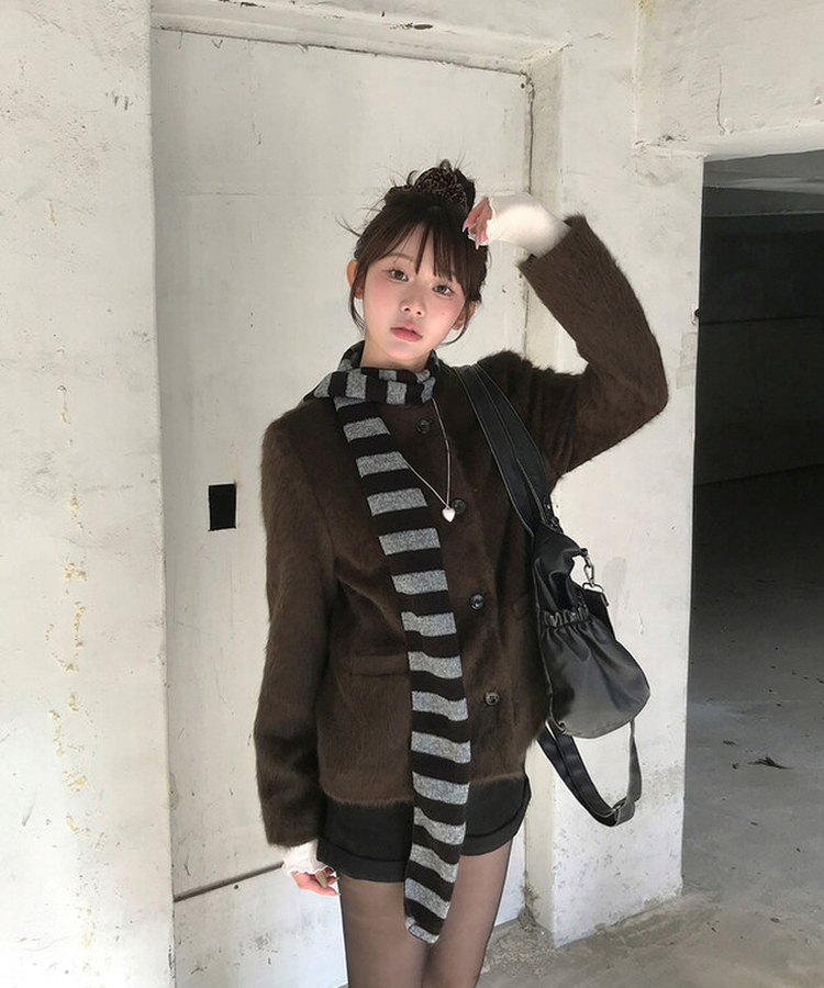 ストライプマフラー BLACK