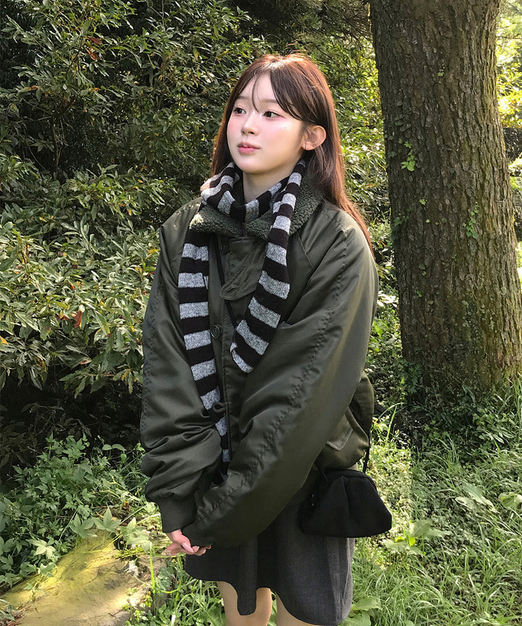 ストライプマフラー BLACK