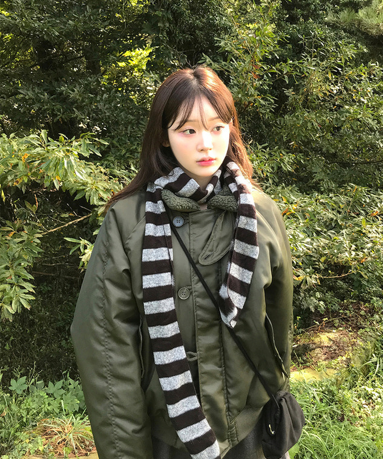 ストライプマフラー BLACK