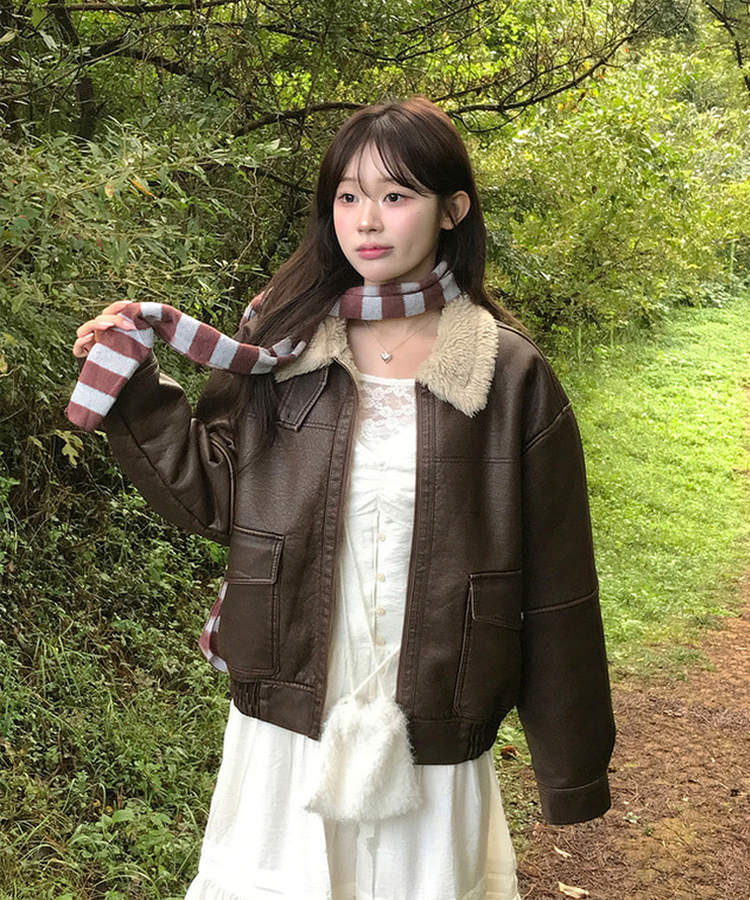 ストライプマフラー BROWN