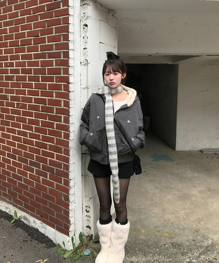 ストライプマフラー GREY