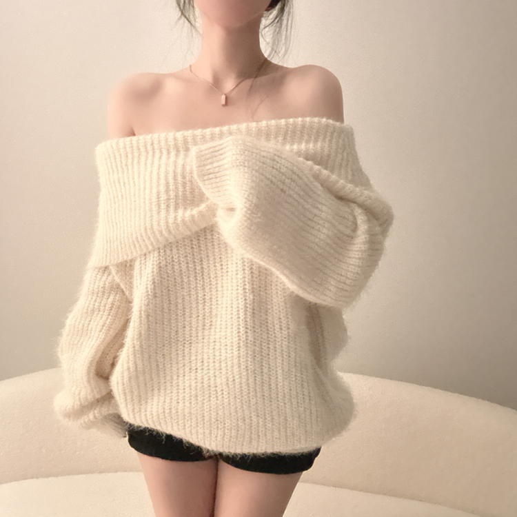 オフショルダールーズフィットニット(5color) CREAM