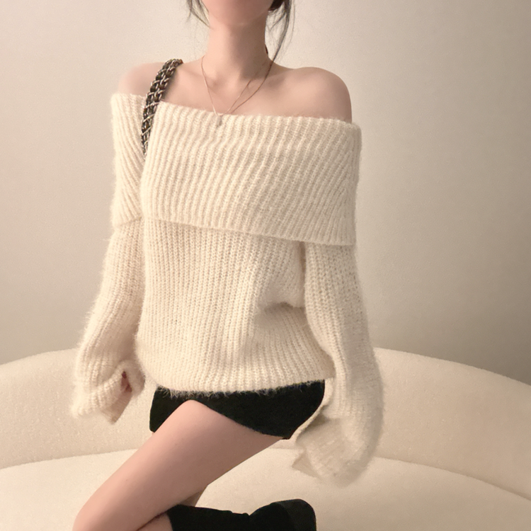 オフショルダールーズフィットニット(5color) CREAM