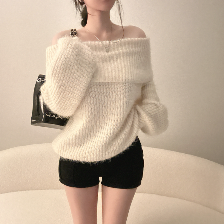 オフショルダールーズフィットニット(5color) CREAM