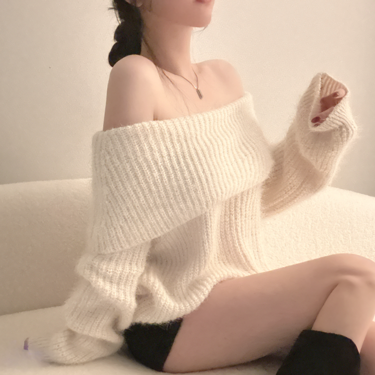 オフショルダールーズフィットニット(5color) CREAM