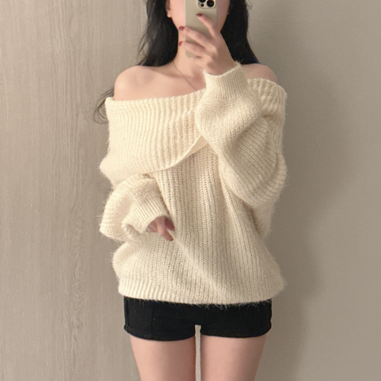 オフショルダールーズフィットニット(5color) CREAM