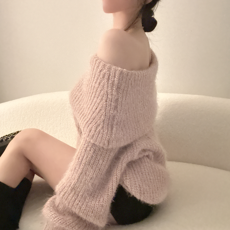 オフショルダールーズフィットニット(5color) PINK