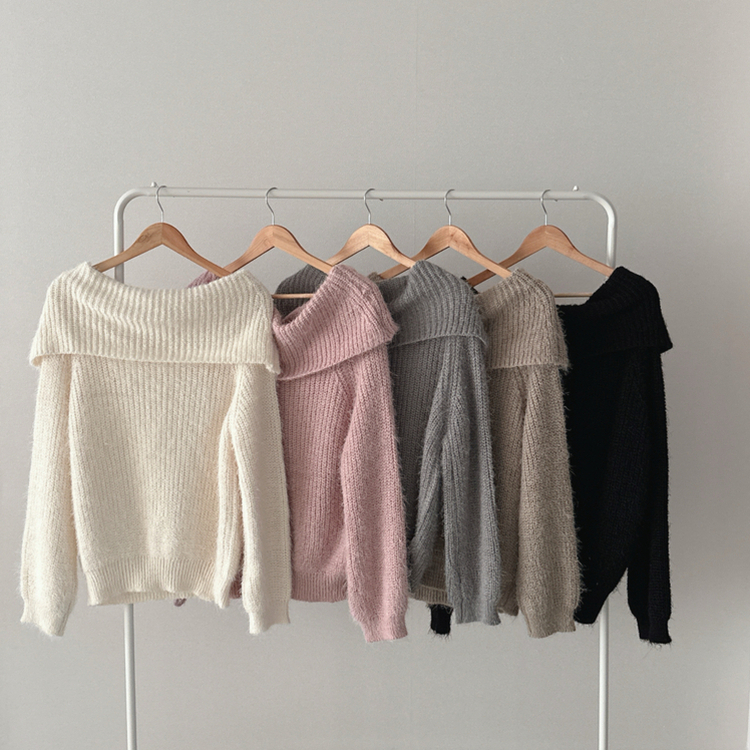 オフショルダールーズフィットニット(5color)