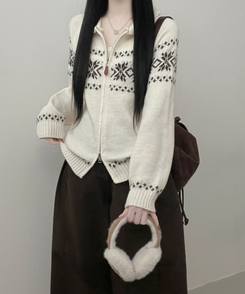 ノルディックニットジップアップ IVORY