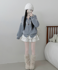 ノルディックニットジップアップ SKY BLUE