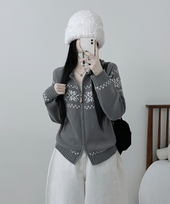 ノルディックニットジップアップ GRAY