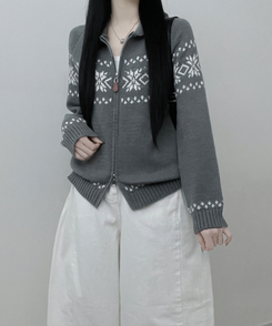 ノルディックニットジップアップ GRAY