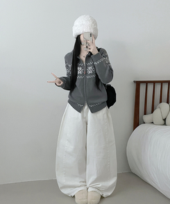 ノルディックニットジップアップ GRAY