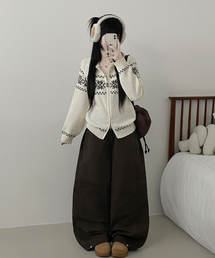 ノルディックニットジップアップ IVORY