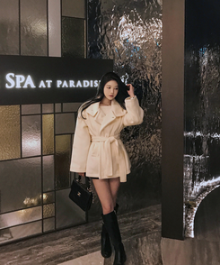 ハイネックダブルボタンハーフコート IVORY