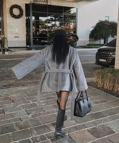 ハイネックダブルボタンハーフコート CHARCOAL